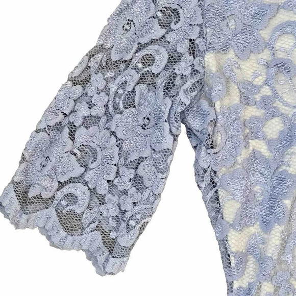 Badgley Mischka Belle Alexandra Lace Dress Size 8 Bodycon Blue White - Picture 3 of 10